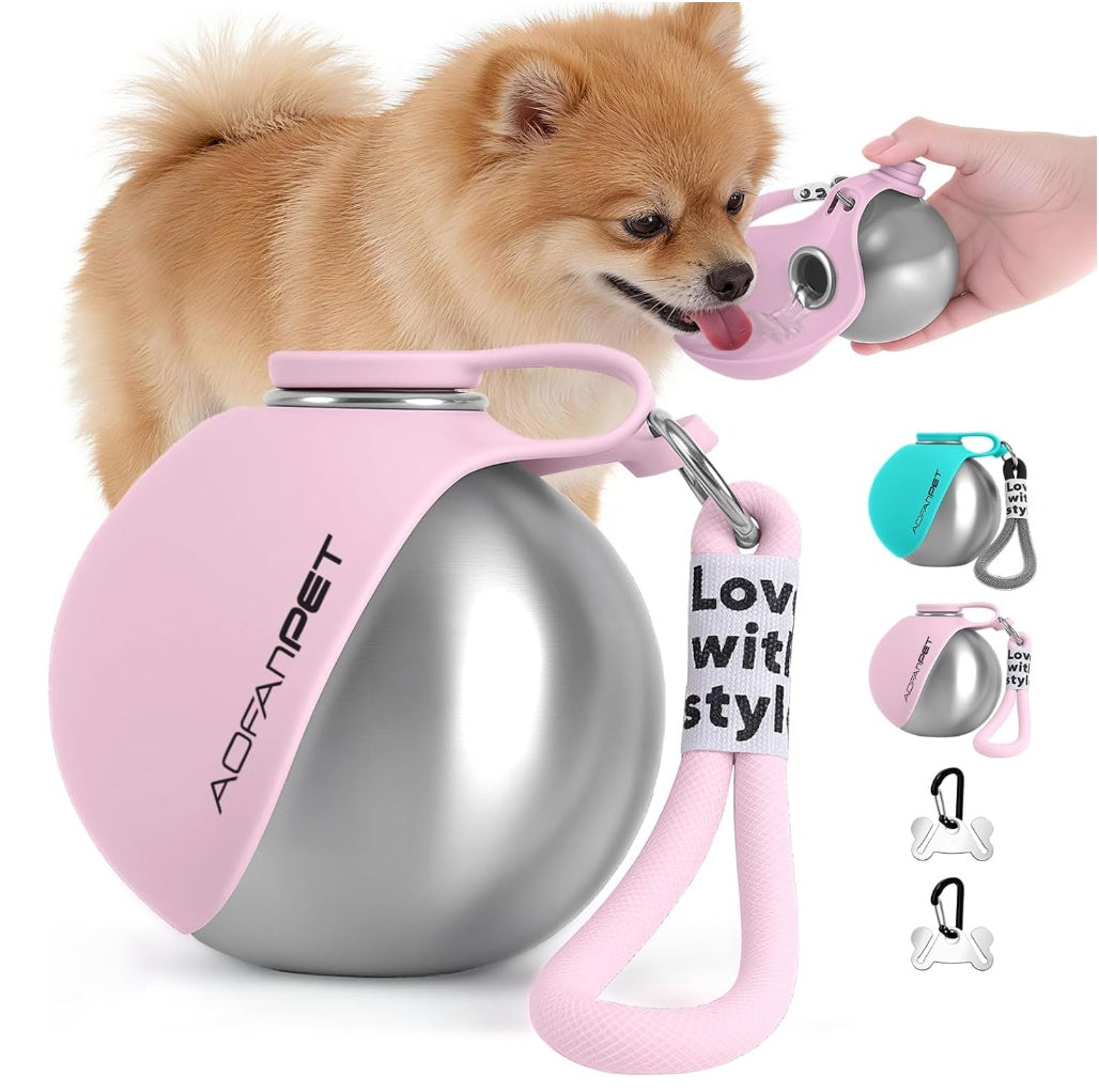 Portable Pet Water Bottle with Built-In Bowl