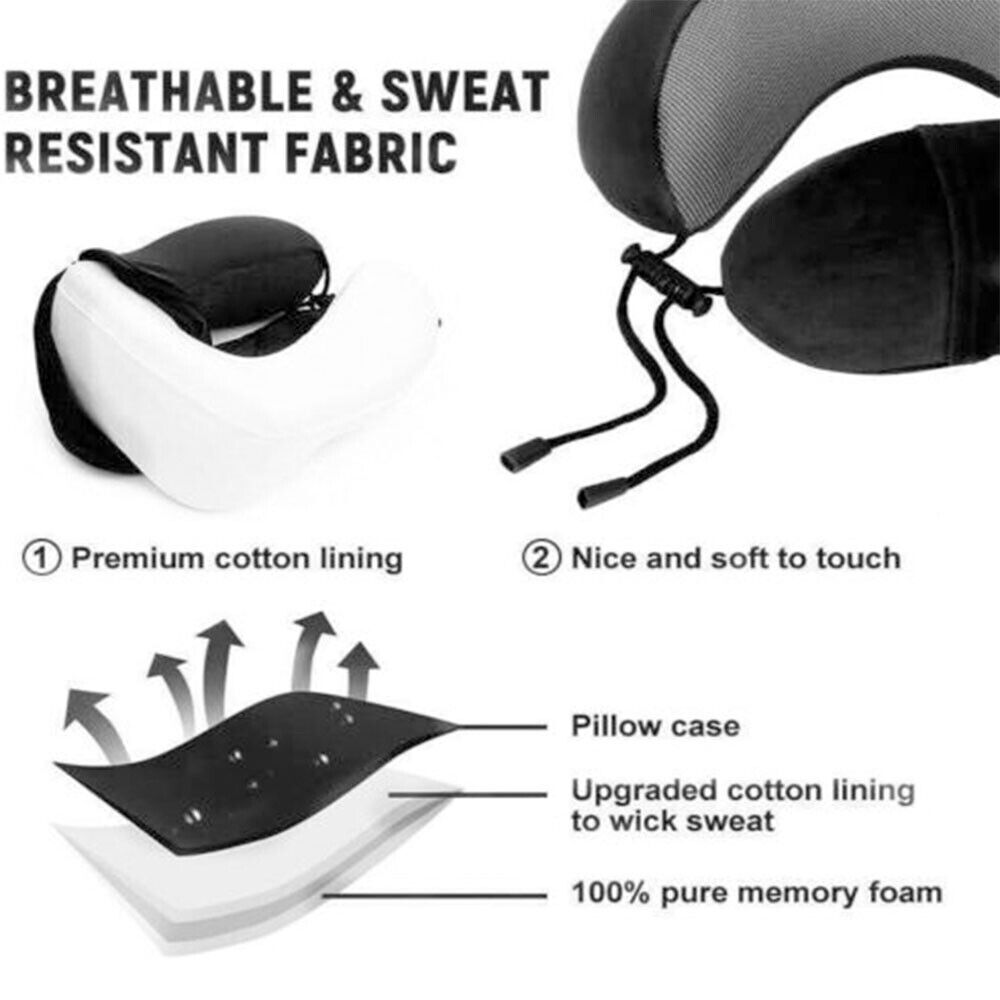 Memory Foam Travel Neck Pillow Set