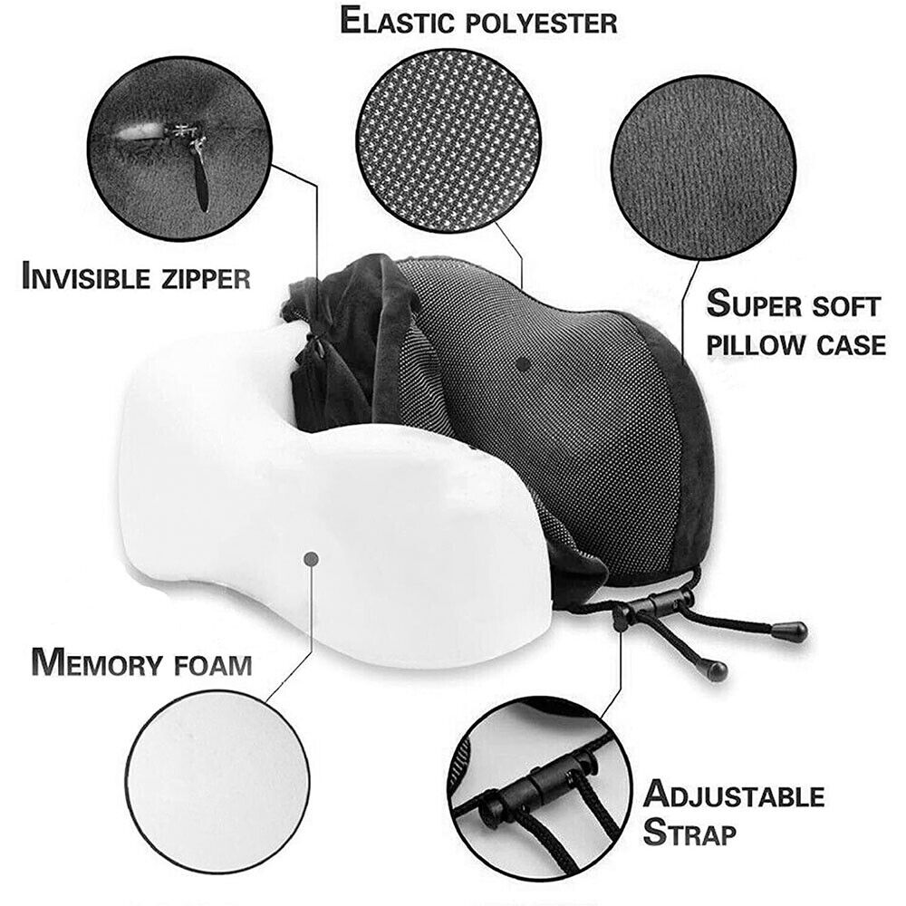 Memory Foam Travel Neck Pillow Set